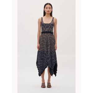 Dion Lee Womens Black Sleeveless Square Neck Below The Knee Hi-Lo Dress 10